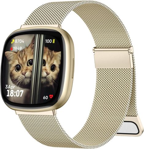 حزام Zedoli قابل للتعديل متوافق فقط مع Fitbit Sense 2/Versa 4 وFitbit Sense/Versa 3 بأربعة نماذج، أساور بديلة كلاسيكية متينة من الفولاذ المقاوم للصدأ ميلانيزي معدني للنساء والرجال، رمادي داكن in Kuwait