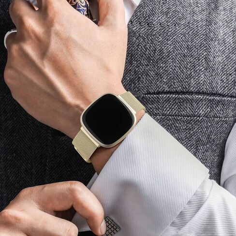 حزام Zedoli قابل للتعديل متوافق فقط مع Fitbit Sense 2/Versa 4 وFitbit Sense/Versa 3 بأربعة نماذج، أساور بديلة كلاسيكية متينة من الفولاذ المقاوم للصدأ ميلانيزي معدني للنساء والرجال، رمادي داكن in Kuwait