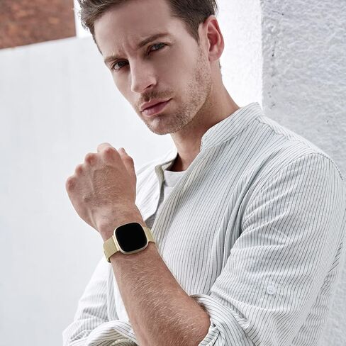 حزام Zedoli قابل للتعديل متوافق فقط مع Fitbit Sense 2/Versa 4 وFitbit Sense/Versa 3 بأربعة نماذج، أساور بديلة كلاسيكية متينة من الفولاذ المقاوم للصدأ ميلانيزي معدني للنساء والرجال، رمادي داكن in Kuwait