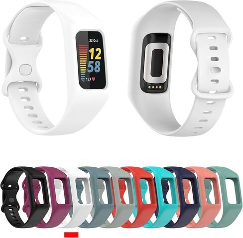 Silicone Sport Band Compatible with Fitbit Charge 6/Charge 5 Band with Case for Soft Silicone Strap with Shatter-Resistant Protective for Charge 5/Charge 4/3 Advanced Fitness Tracker in Saudi Arabia
