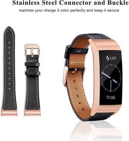 سوار جلدي متوافق مع Fitbit Charge 3/ Charge 4، بديل للأساور الجلدية الأصلية للنساء والرجال in Kuwait