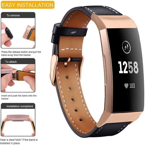 سوار جلدي متوافق مع Fitbit Charge 3/ Charge 4، بديل للأساور الجلدية الأصلية للنساء والرجال in Kuwait