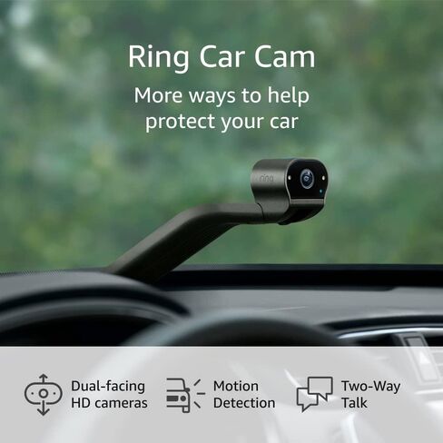 Ring Car Cam - كاميرا أمان للمركبة مزودة بكاميرات عالية الدقة مزدوجة الوجه، وميزة العرض المباشر، والتحدث ثنائي الاتجاه، واكتشاف الإزعاج in Saudi Arabia
