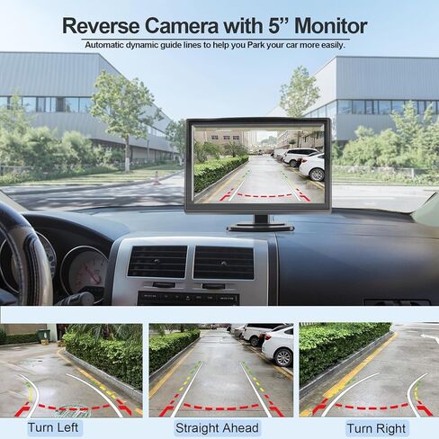 كاميرا احتياطية، كاميرا عكسية للرؤية الخلفية للسيارة BUTOA-X مع شاشة 5 بوصة، رؤية ليلية عالية الدقة مقاومة للماء IP68 وخط توجيه مسار ديناميكي 140 درجة، كاميرا احتياطية للشاحنة/RV/السيارة/البيك اب/سيارات الدفع الرباعي/الشاحنة in Kuwait