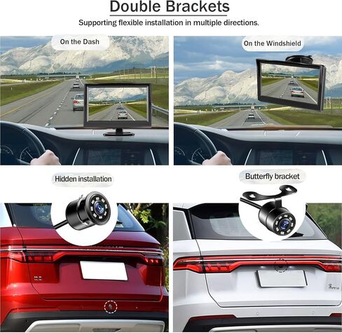 كاميرا احتياطية، كاميرا عكسية للرؤية الخلفية للسيارة BUTOA-X مع شاشة 5 بوصة، رؤية ليلية عالية الدقة مقاومة للماء IP68 وخط توجيه مسار ديناميكي 140 درجة، كاميرا احتياطية للشاحنة/RV/السيارة/البيك اب/سيارات الدفع الرباعي/الشاحنة in Kuwait
