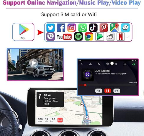 Binize Wireless CarPlay Android AUTO Multimedia Video Box 4G Cellular,4GB+64GB,8Core,Android System,Built-in Navigation,Support SIM&TF Card Bluetooth Only Support Car with OEM Wired CarPlay in Saudi Arabia
