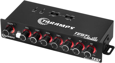 Taramp's TEQ 7 ستيريو 7 نطاقات معادل رسومي RCA مدخل 2 قنوات HPF وLPF مرشحات كتم الصوت وظيفة معادل صوت السيارة EQ، أفضل تحكم للسيارة، فوز، دراجة نارية (أزرق) in Kuwait