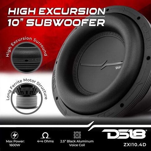 DS18 ZXI12.2D 12 Inches High Excursion Car Subwoofer - 2000 Watts Dual Voice Coil 2+2 Ohms (1 Speaker), Black in Kuwait