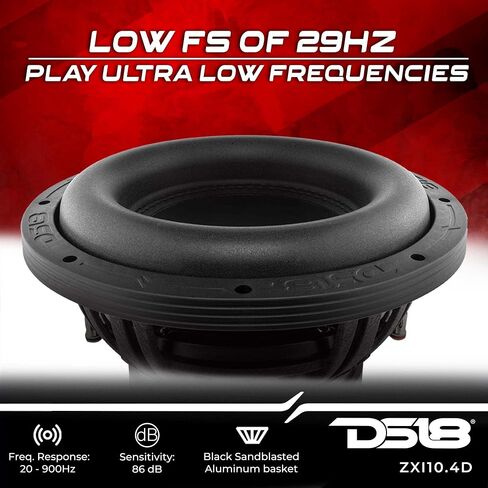 DS18 ZXI12.2D 12 Inches High Excursion Car Subwoofer - 2000 Watts Dual Voice Coil 2+2 Ohms (1 Speaker), Black in Kuwait