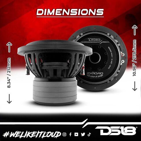 DS18 ZXI12.2D 12 Inches High Excursion Car Subwoofer - 2000 Watts Dual Voice Coil 2+2 Ohms (1 Speaker), Black in Kuwait