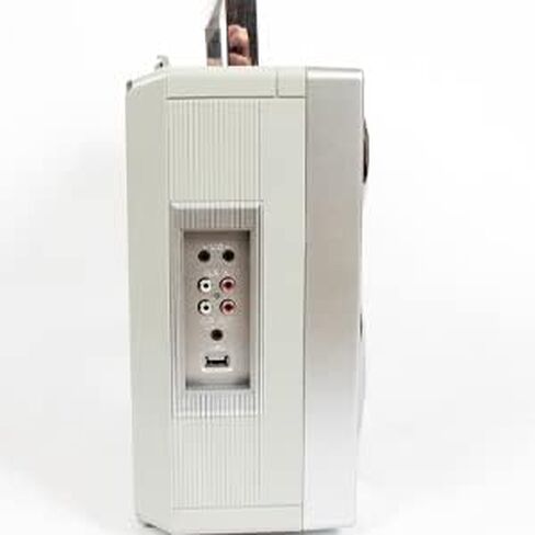 GPO Brooklyn 1980S-Style Portable Boombox - CD Player, Cassette Player, FM Radio, USB, Wireless Bluetooth Speaker - Silver in Kuwait