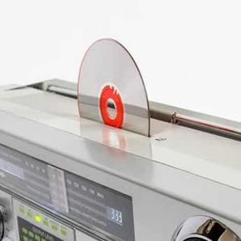 GPO Brooklyn 1980S-Style Portable Boombox - CD Player, Cassette Player, FM Radio, USB, Wireless Bluetooth Speaker - Silver in Kuwait