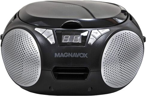 Magnavox MD6924 Portable Top Loading CD Boombox with AM/FM Stereo Radio in Black | CD-R/CD-RW Compatible | LED Display | AUX Port Supported | Programmable CD Player | in Saudi Arabia
