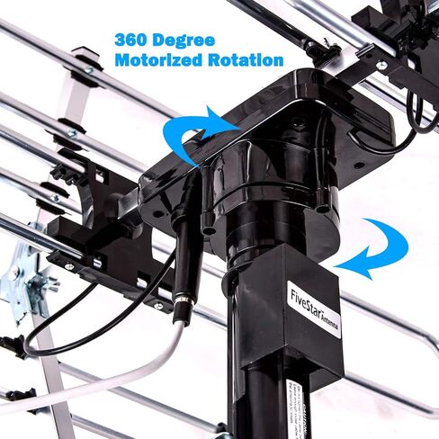 [Newest 2020] Five Star Outdoor Digital Amplified HDTV Antenna - up to 200 Mile Long Range,Directional 360 Degree Rotation,HD 4K 1080P FM Radio, Supports 5 TVs Plus Installation Kit and Mounting Pole in Saudi Arabia
