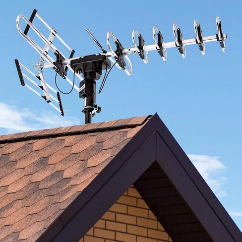 [Newest 2020] Five Star Outdoor Digital Amplified HDTV Antenna - up to 200 Mile Long Range,Directional 360 Degree Rotation,HD 4K 1080P FM Radio, Supports 5 TVs Plus Installation Kit and Mounting Pole in Saudi Arabia