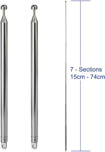 Bingfu 7 Sections Telescopic 74cm AM FM Antenna Portable Radio Antenna Replacement (2-Pack) Compatible with Indoor Portable Radio Home Stereo Receiver AV Audio Video Home Theater Receiver TV Tuner in Kuwait