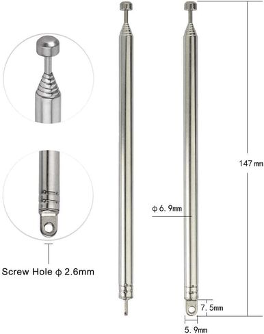 Bingfu 7 Sections Telescopic 74cm AM FM Antenna Portable Radio Antenna Replacement (2-Pack) Compatible with Indoor Portable Radio Home Stereo Receiver AV Audio Video Home Theater Receiver TV Tuner in Kuwait
