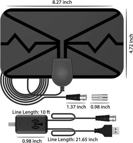 TV Antenna Digital Antenna for TV 2023 Newest Portable HD Antenna Indoor Support 4K 1080p for All Older/Smart TV Smart 360°Signal Reception Switch Amplifier Signal Booster -16.5 ft Coax HDTV Cable in Saudi Arabia