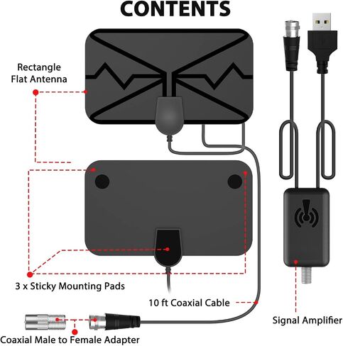 TV Antenna Digital Antenna for TV 2023 Newest Portable HD Antenna Indoor Support 4K 1080p for All Older/Smart TV Smart 360°Signal Reception Switch Amplifier Signal Booster -16.5 ft Coax HDTV Cable in Saudi Arabia