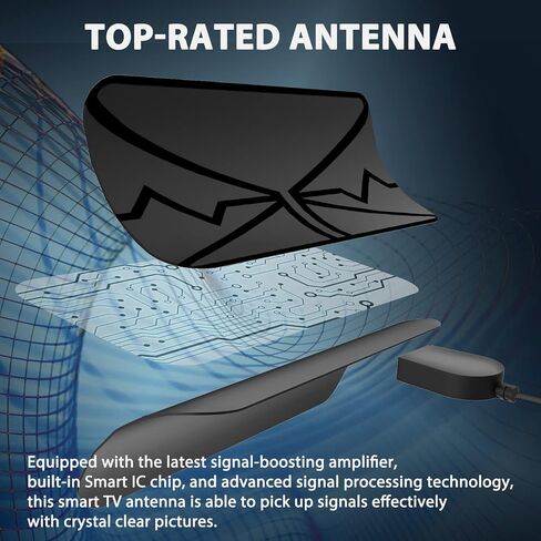 TV Antenna Digital Antenna for TV 2023 Newest Portable HD Antenna Indoor Support 4K 1080p for All Older/Smart TV Smart 360°Signal Reception Switch Amplifier Signal Booster -16.5 ft Coax HDTV Cable in Saudi Arabia