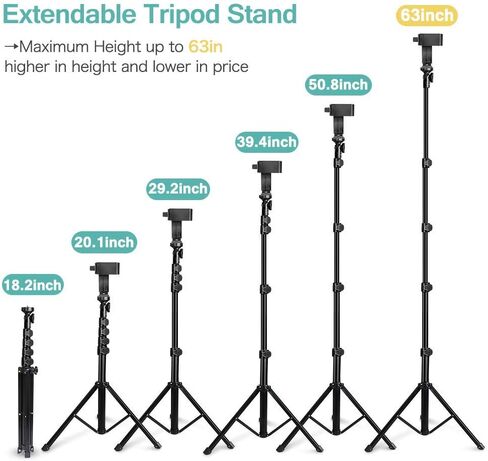 UBeesize 10’’ Ring Light with Tripod, Selfie Ring Light with 62’’ Tripod Stand, Light Ring for Video Recording ＆ Live Streaming(YouTube, Instagram, TIK Tok), Compatible with Phones and Cameras in Saudi Arabia