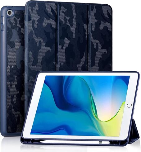 Akkerds for iPad 9th/8th/7th Generation Case 10.2 Inch, Sky Blue | With Pencil Holder, for iPad 10.2 Case 2021/2020/2019, Soft TPU Back, Slim Trifold Stand Protective Cover, Auto Sleep/Wake in Kuwait