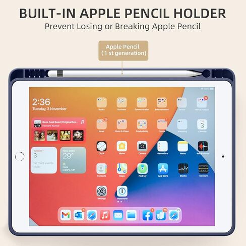 Akkerds for iPad 9th/8th/7th Generation Case 10.2 Inch, Sky Blue | With Pencil Holder, for iPad 10.2 Case 2021/2020/2019, Soft TPU Back, Slim Trifold Stand Protective Cover, Auto Sleep/Wake in Kuwait