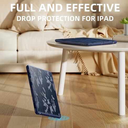 Akkerds for iPad 9th/8th/7th Generation Case 10.2 Inch, Sky Blue | With Pencil Holder, for iPad 10.2 Case 2021/2020/2019, Soft TPU Back, Slim Trifold Stand Protective Cover, Auto Sleep/Wake in Kuwait