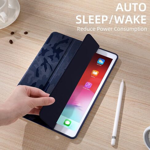 Akkerds for iPad 9th/8th/7th Generation Case 10.2 Inch, Sky Blue | With Pencil Holder, for iPad 10.2 Case 2021/2020/2019, Soft TPU Back, Slim Trifold Stand Protective Cover, Auto Sleep/Wake in Kuwait