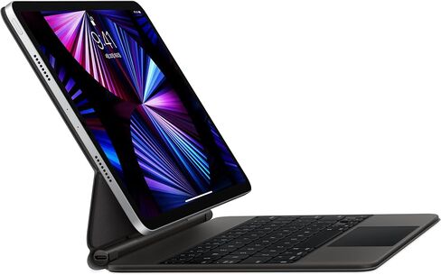 لوحة مفاتيح Apple Magic: حافظة لوحة مفاتيح iPad Pro مقاس 11 بوصة (الجيل الأول والثاني والثالث والرابع) وiPad Air (الجيل الرابع والخامس وM2)، تجربة كتابة رائعة، لوحة تتبع مدمجة، الإنجليزية الأمريكية - أبيض in Kuwait