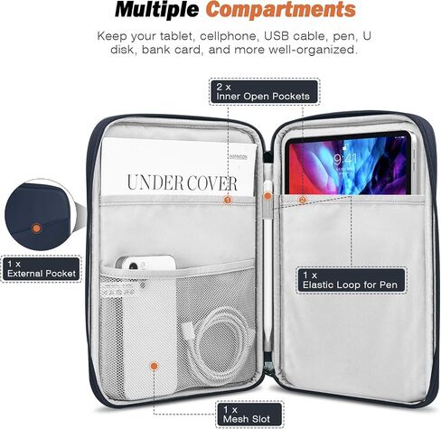 MoKo 9-11 Inch Tablet Sleeve Bag Carrying Case with Accessory Pocket | Fits iPad Air 11-inch M4, iPad Pro 11-inch M5, iPad A16 11-inch, iPad 10/9/8/7th and Tab S9/S8 11-inch, Dark Gray in Kuwait