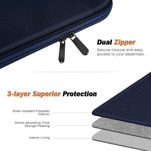 MoKo 9-11 Inch Tablet Sleeve Bag Carrying Case with Accessory Pocket | Fits iPad Air 11-inch M4, iPad Pro 11-inch M5, iPad A16 11-inch, iPad 10/9/8/7th and Tab S9/S8 11-inch, Dark Gray in Kuwait