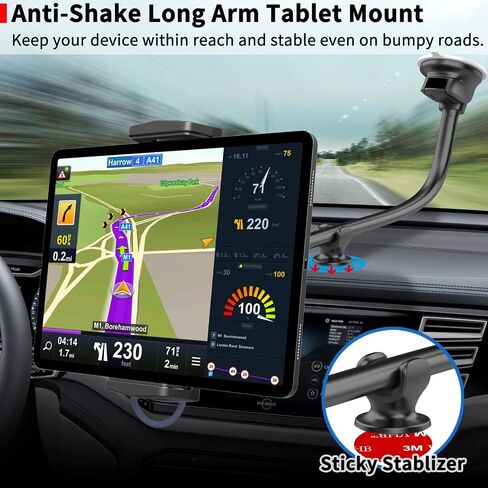 APPS2Car Tablet Car Mount Holder for iPad Truck Holder Long Arm Extension | Road Trip Essentials, Strong Suction Cup Windshield Mount for 7-11 Inch Tablet iPad Pro Air Mini iPhone Galaxy Z Fold 6 5 4 in Kuwait