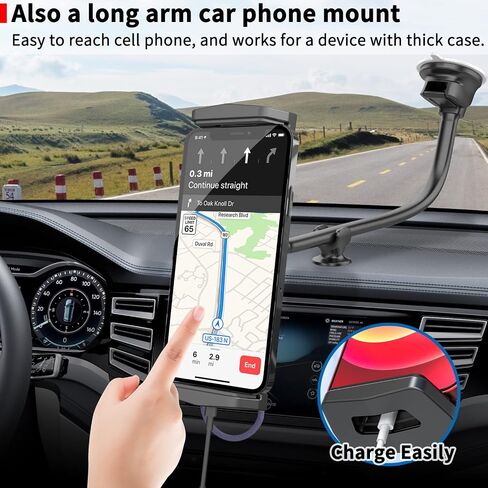 APPS2Car Tablet Car Mount Holder for iPad Truck Holder Long Arm Extension | Road Trip Essentials, Strong Suction Cup Windshield Mount for 7-11 Inch Tablet iPad Pro Air Mini iPhone Galaxy Z Fold 6 5 4 in Kuwait