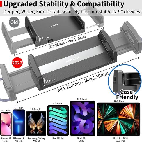 APPS2Car Tablet Car Mount Holder for iPad Truck Holder Long Arm Extension | Road Trip Essentials, Strong Suction Cup Windshield Mount for 7-11 Inch Tablet iPad Pro Air Mini iPhone Galaxy Z Fold 6 5 4 in Kuwait