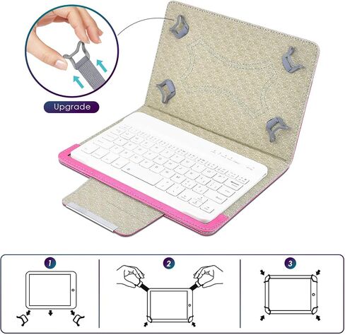 DETUOSI Universal 8.0 inch Android Tablet Case with Keyboard, Removable Wireless Bluetooth Keyboard + PU Leather Folio Book Cover + Stand, Travel Portable Sleeve for iOS/Android/Windows System Tablet in Kuwait