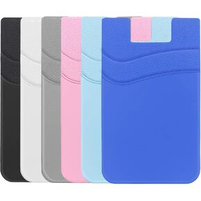 SS Card Holder for Back of Phone, Cell Phone Wallet Stick-on Credit Card Sleeve Pocket Silicone Pouch Compatible for iPhone, Samsung Galaxy and Most SamrtPhones 4 Pack in Saudi Arabia