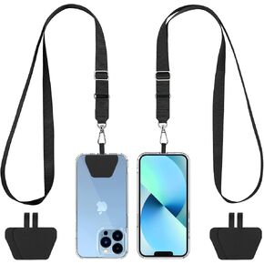 CACOE Phone Lanyard 2 Pack-2 × حزام رقبة قابل للتعديل، 4 × رقع هاتف، حبال هاتف محمول عالمية، حبال هاتف متعددة الوظائف متوافقة مع معظم الهواتف الذكية (أسود + أخضر) in Kuwait