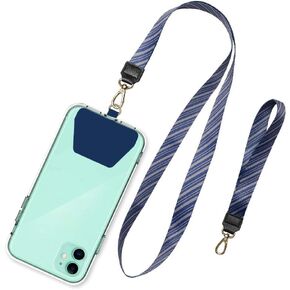 SHANSHUI Phone Lanyard, 2 Pack Crossbody Phone Strap Leash and 2x Durable Tether Tab Patches Universal Nylon Neck Phone Charm Leash Compatible with iPhone, Most Smartphones -Black, Grey in Kuwait