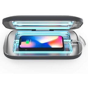 Pro UV Phone Sanitizer & Fast Charger, 5-Min 360° UV-C, White | 2X UV-C Bulbs, Sanitizes in 5 Minutes, Fits Large Phones & Thick Cases, Patented, Clinically Tested in Saudi Arabia