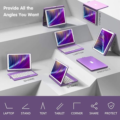 GGH Keyboard Case for iPad 10.2 Inch 9th/8th/7th Gen, Purple in Kuwait