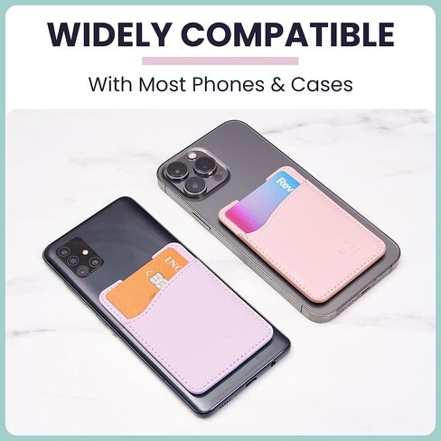 Premium Leather Phone Card Holder - Stick On Wallet for iPhone and Android Smartphones - Minimalist Style with Non-Slip Lining Secures Up to 3 Cards Kangaroo in Saudi Arabia