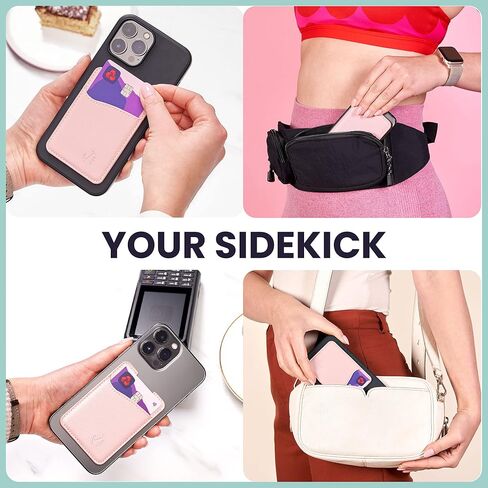 Premium Leather Phone Card Holder - Stick On Wallet for iPhone and Android Smartphones - Minimalist Style with Non-Slip Lining Secures Up to 3 Cards Kangaroo in Saudi Arabia