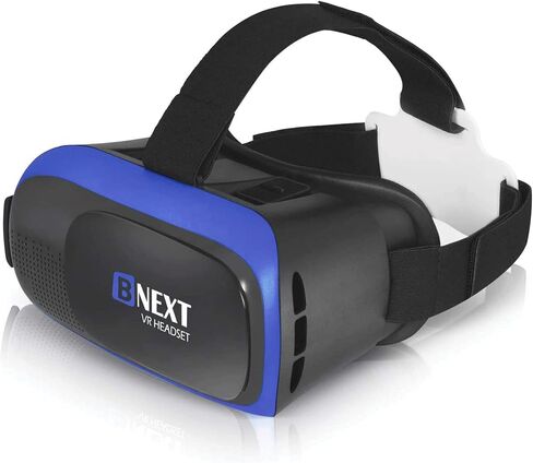 VR Headset Compatible with iPhone & Android Phone - VR Headset for Phone - Universal Virtual Reality Goggles for Kids and Adults - Cell Phone VR Headsets - VR Headset for iPhone (Blue) in Saudi Arabia