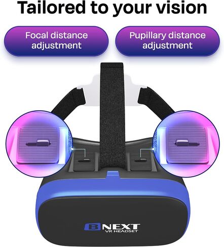 VR Headset Compatible with iPhone & Android Phone - VR Headset for Phone - Universal Virtual Reality Goggles for Kids and Adults - Cell Phone VR Headsets - VR Headset for iPhone (Blue) in Saudi Arabia