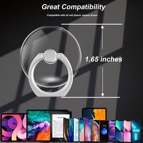 Transparent Clear Phone Ring Grips Holder Kickstand, Finger Ring Stand for Cell Phone Tablet Case Accessories(Round-Clear) (1) in Saudi Arabia