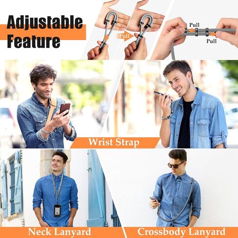 Kaptron 2Pcs Cell Phone Lanyard: Universal Adjustable Crossbody Phone Strap and Wrist Strap, with 2 Lobster Clips and 2 Tether Patches, Compatible with Most iPhone and Android Smartphones (Gray) in Kuwait