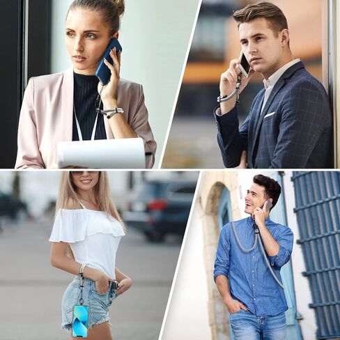 Kaptron 2Pcs Cell Phone Lanyard: Universal Adjustable Crossbody Phone Strap and Wrist Strap, with 2 Lobster Clips and 2 Tether Patches, Compatible with Most iPhone and Android Smartphones (Gray) in Kuwait