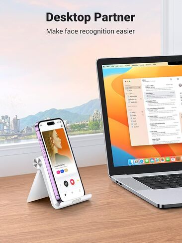 UGREEN Cell Phone Stand Holder for Desk Adjustable Compatible with iPhone 13 12 Pro Max 11 SE XS XR 8 Plus 6 7 Galaxy Note20 S20 S10 S9 S8 Foldable Black in Kuwait
