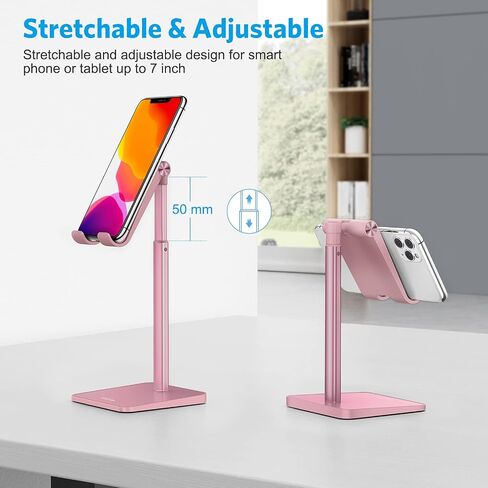 OMOTON CA02 Cell Phone Stand with Charging Hole for Desk Lightweight Silver | Fits iPhone 17/Samsung Galaxy 4-7" · Hands-Free Call · Gaming · Live Streaming · Compact Portable for Travel, Office, Home in Kuwait